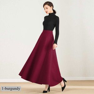 Burgundy Wool Skirt